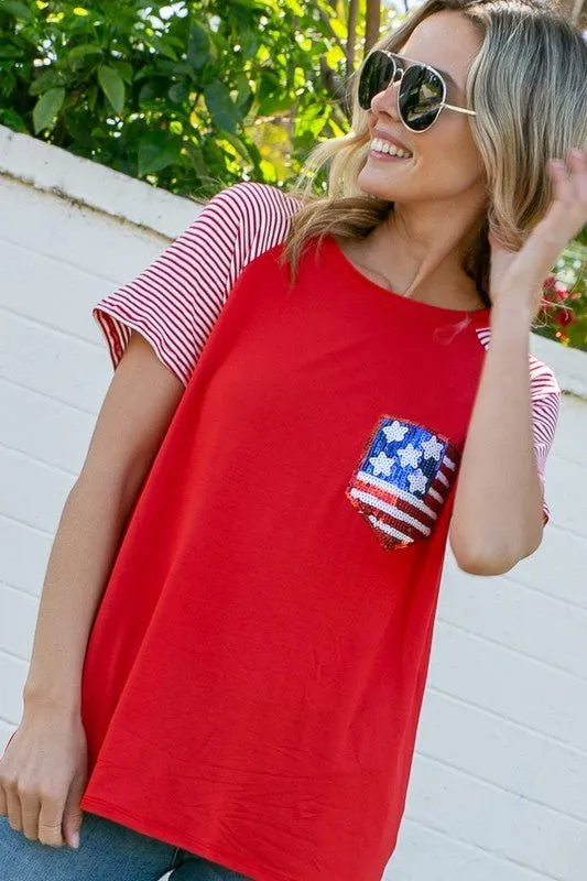 4TH OF JULY MIX AMERICAN FLAG TOP