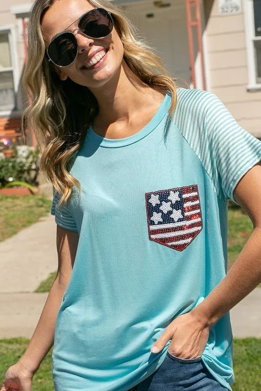 4TH OF JULY MIX AMERICAN FLAG TOP