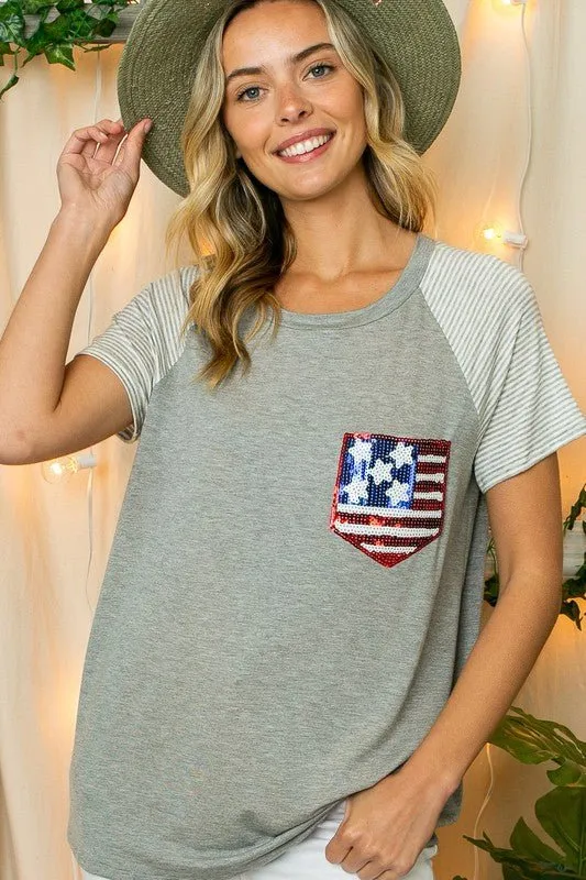 4TH OF JULY MIX AMERICAN FLAG TOP