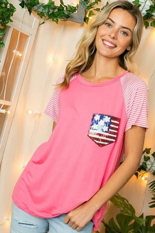 4TH OF JULY MIX AMERICAN FLAG TOP