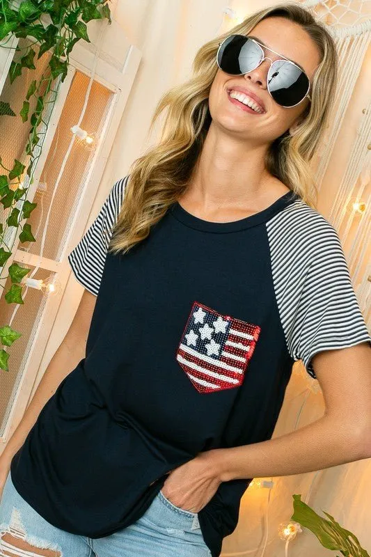 4TH OF JULY MIX AMERICAN FLAG TOP