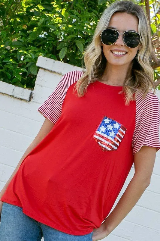 4TH OF JULY MIX AMERICAN FLAG TOP