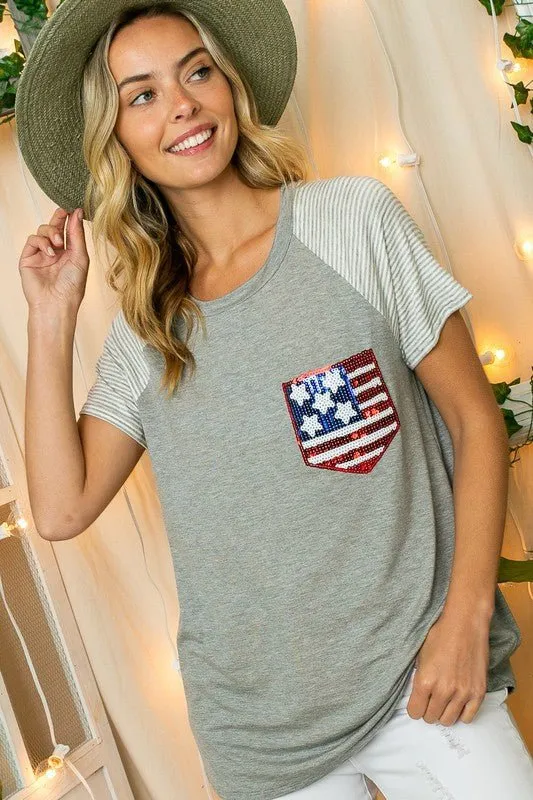 4TH OF JULY MIX AMERICAN FLAG TOP