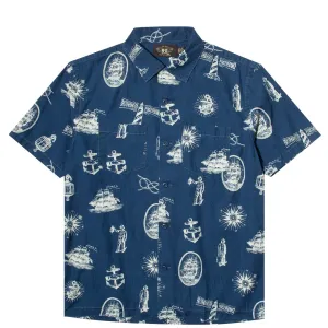 ALOHA INDIGO NAUTICAL CAMP SHIRT