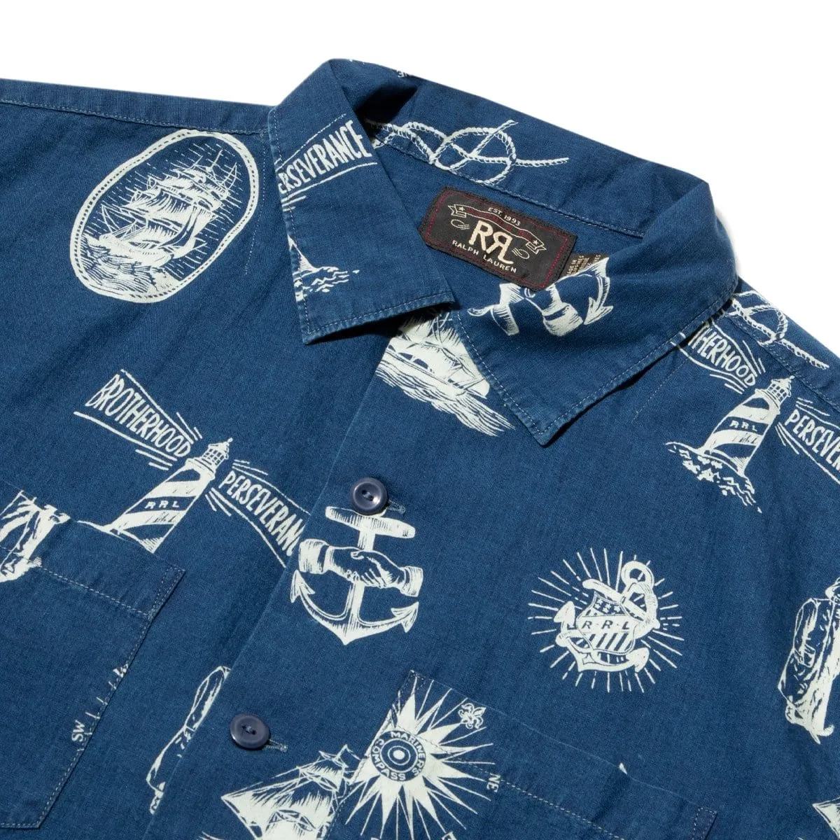 ALOHA INDIGO NAUTICAL CAMP SHIRT