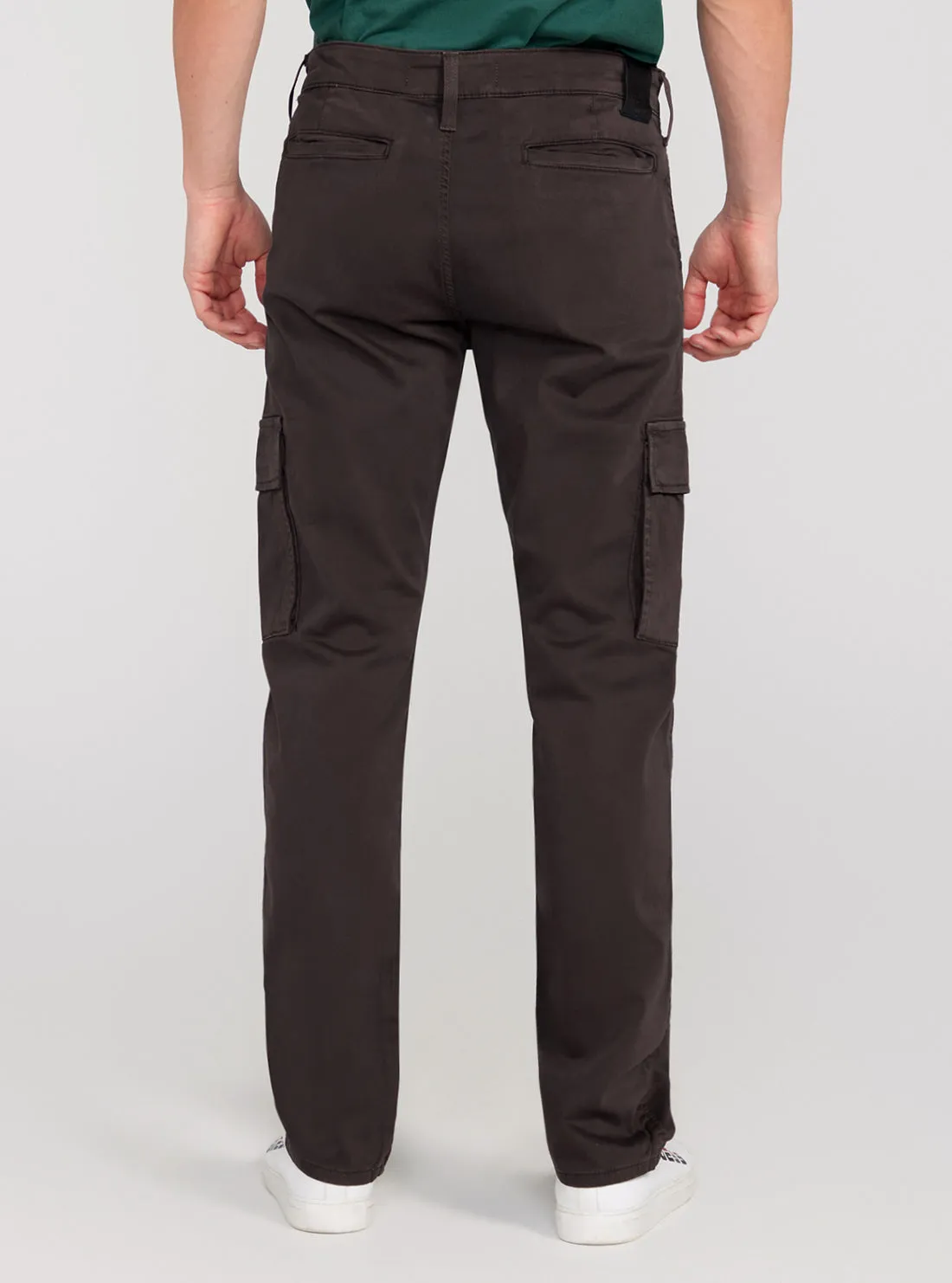 Brown Sateen Coated Cargo Pants