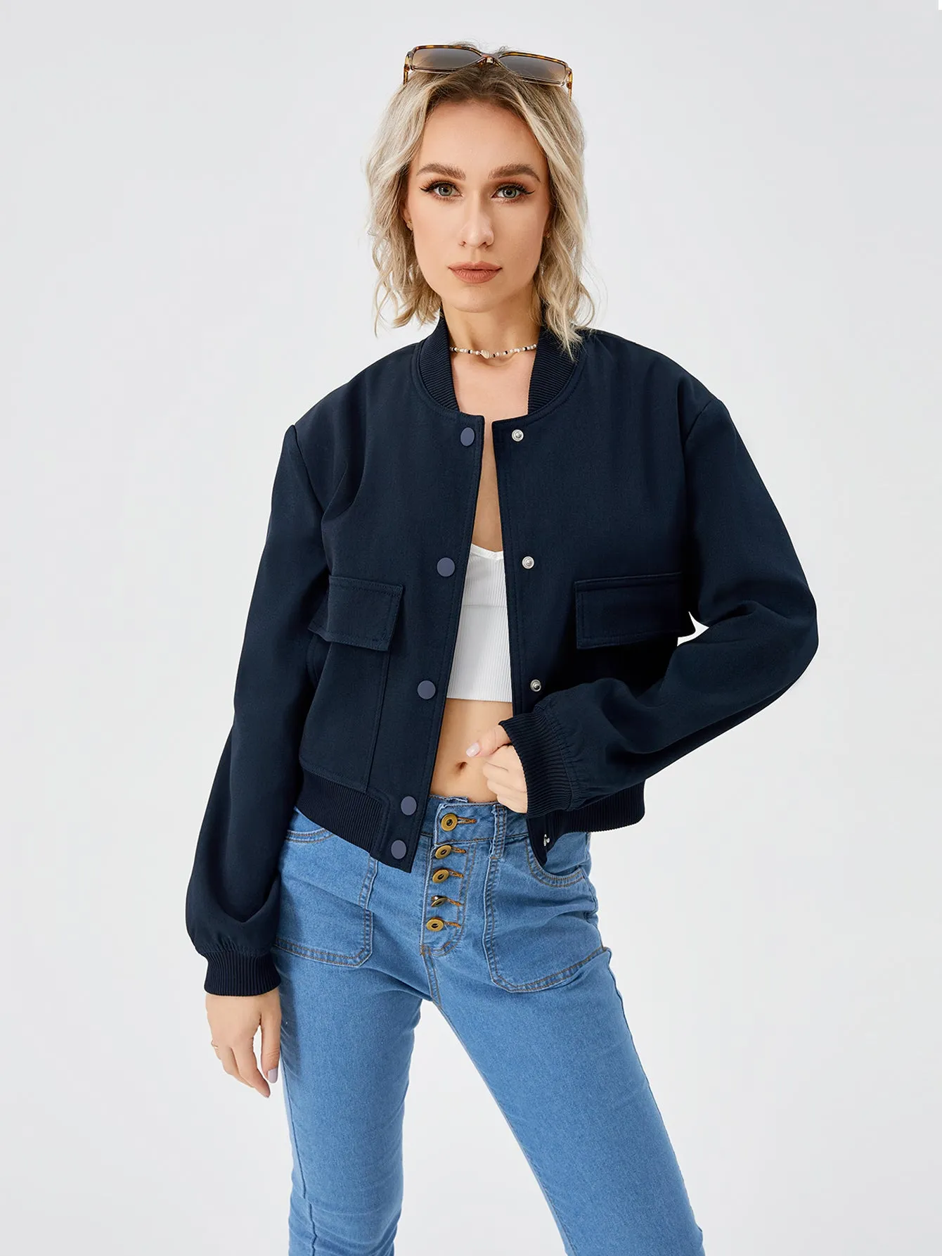 Chic Urban Cropped Women's Bomber Jacket