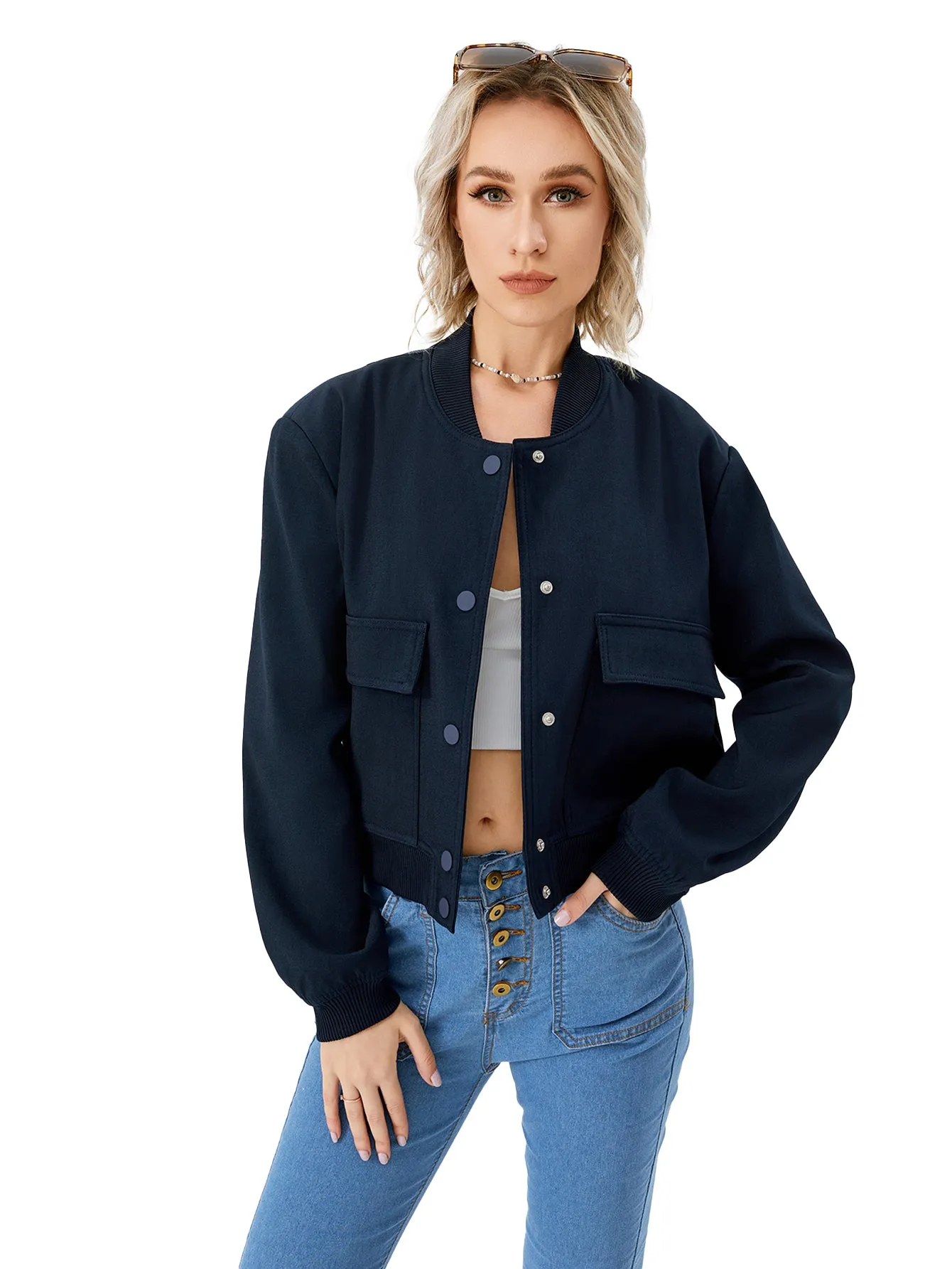 Chic Urban Cropped Women's Bomber Jacket