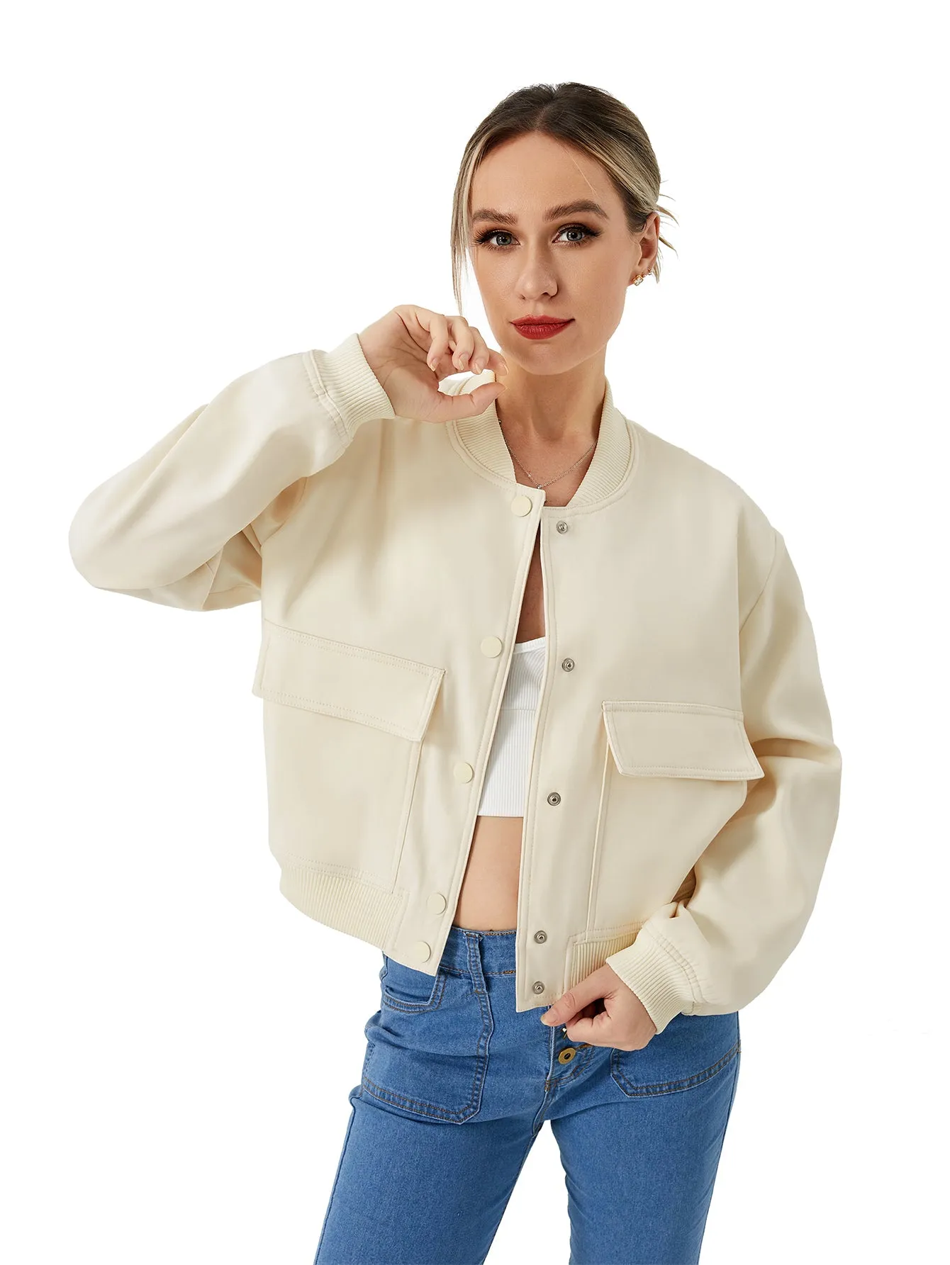 Chic Urban Cropped Women's Bomber Jacket