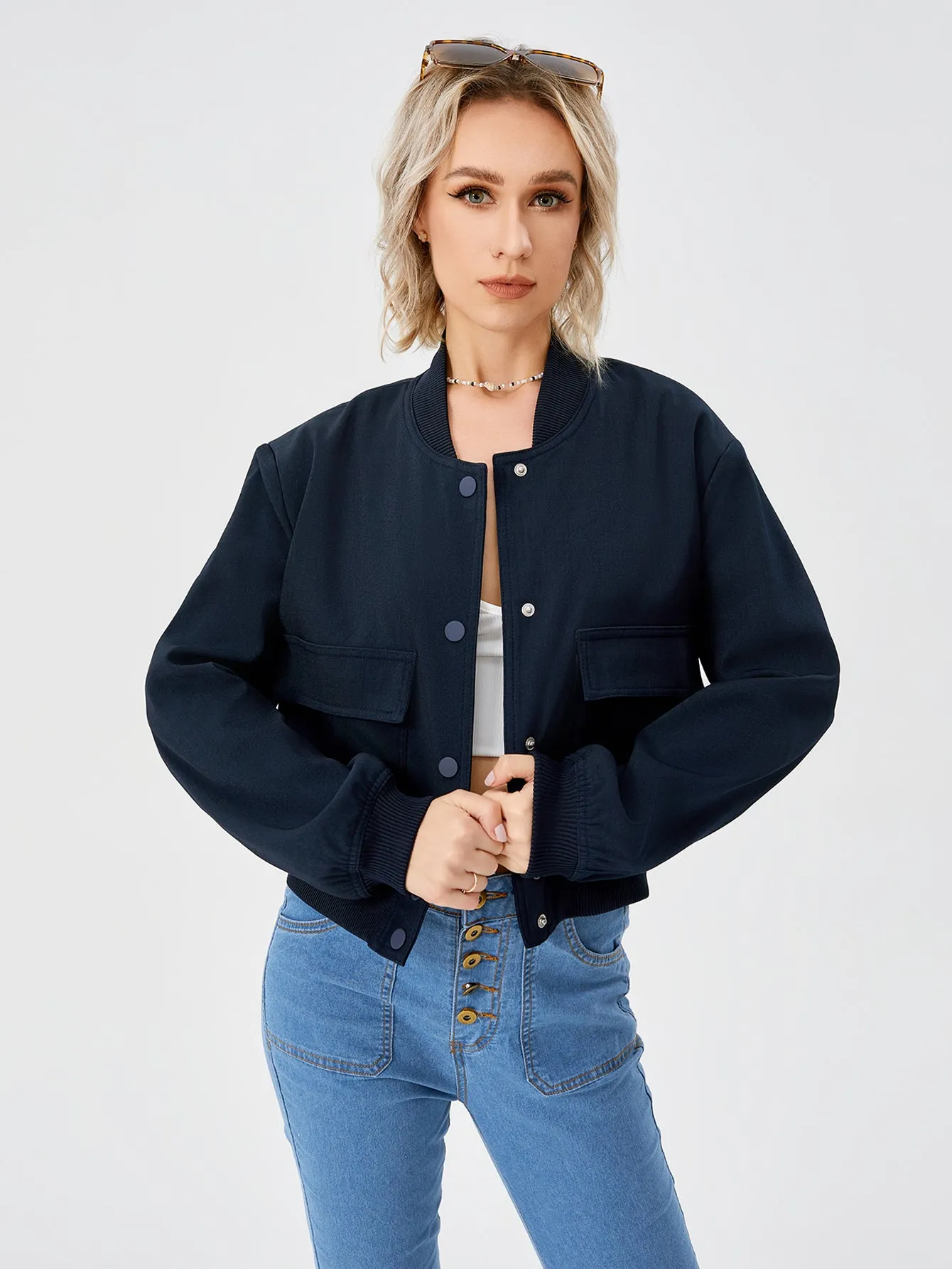 Chic Urban Cropped Women's Bomber Jacket