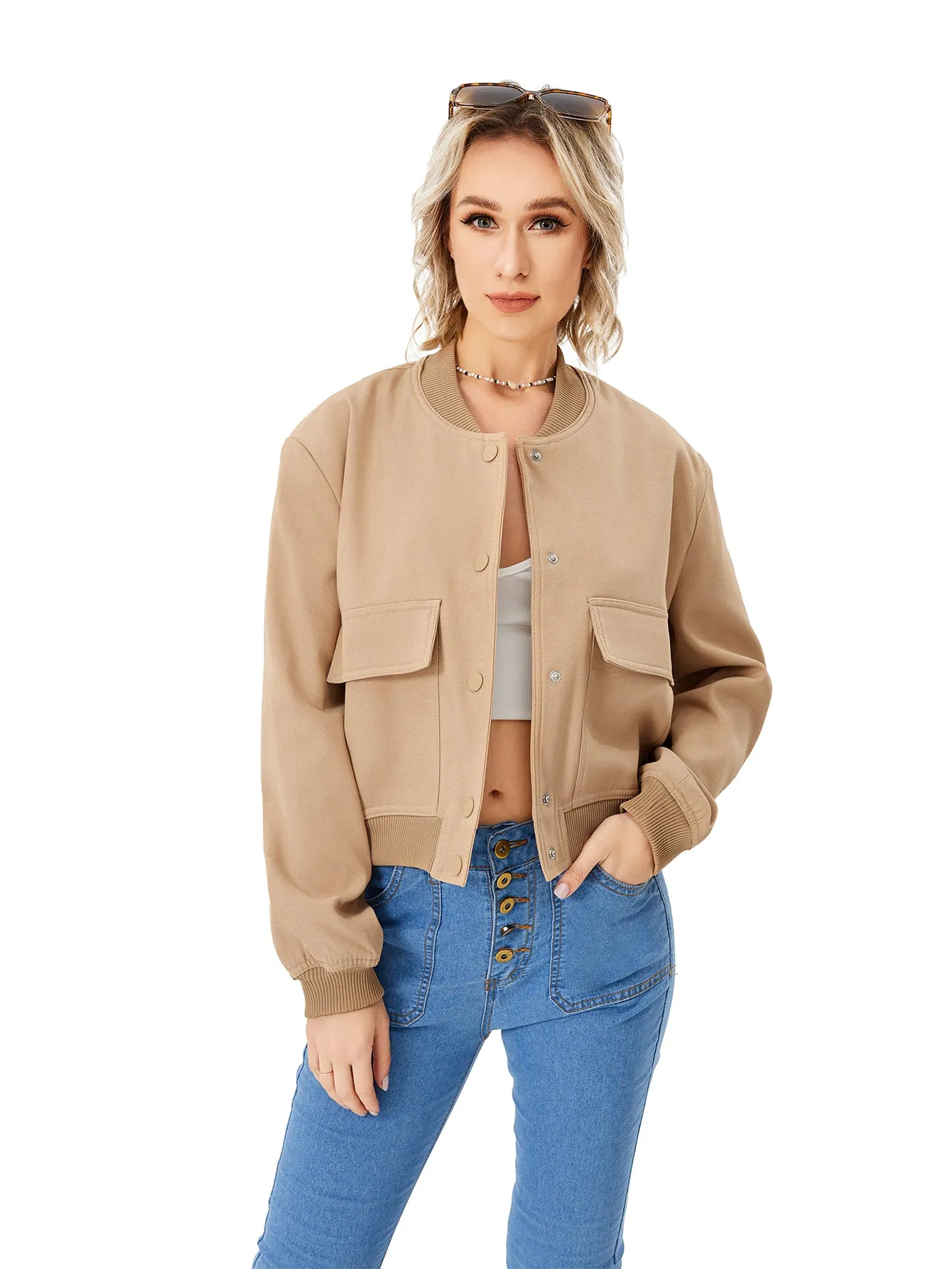 Chic Urban Cropped Women's Bomber Jacket