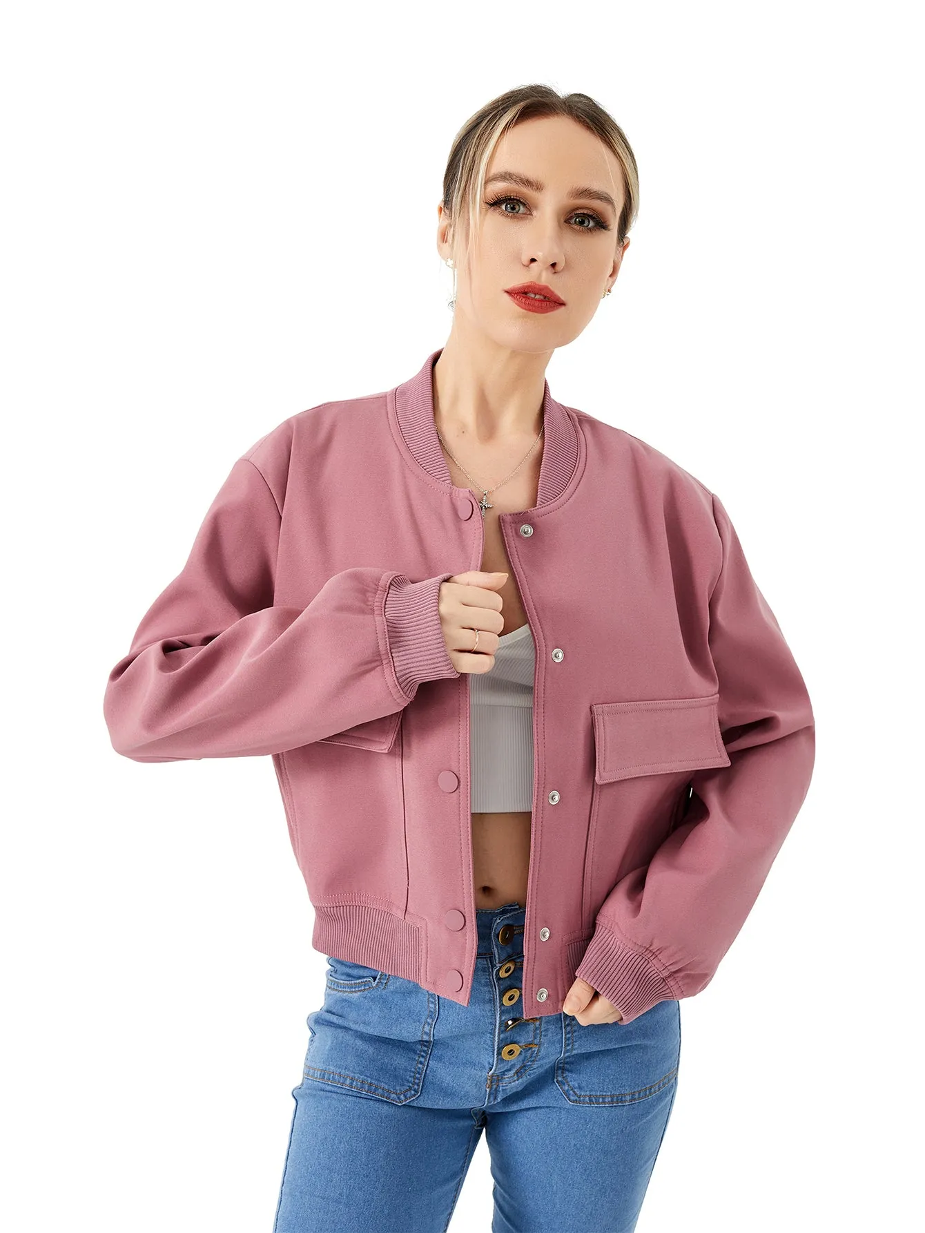 Chic Urban Cropped Women's Bomber Jacket