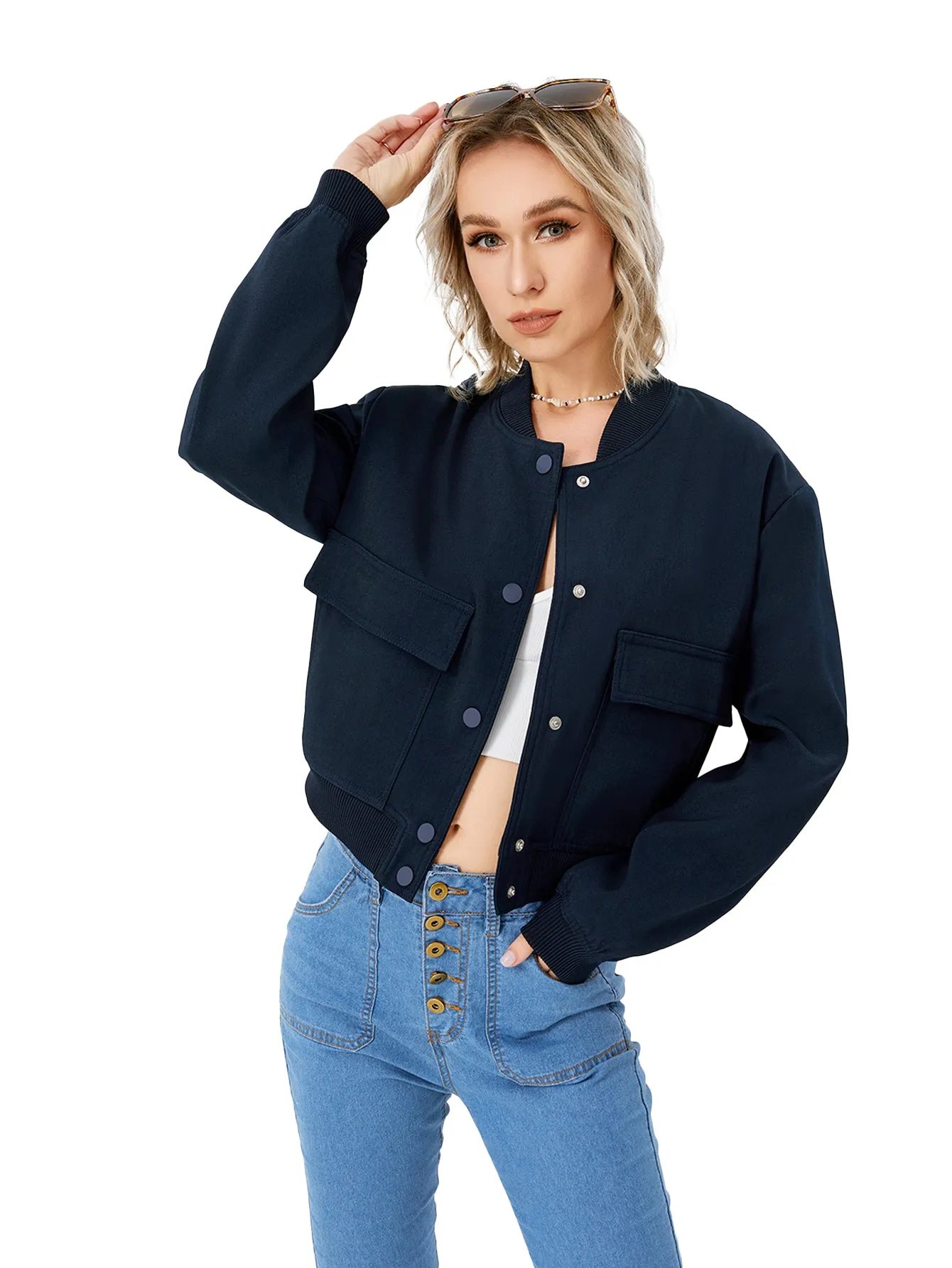 Chic Urban Cropped Women's Bomber Jacket