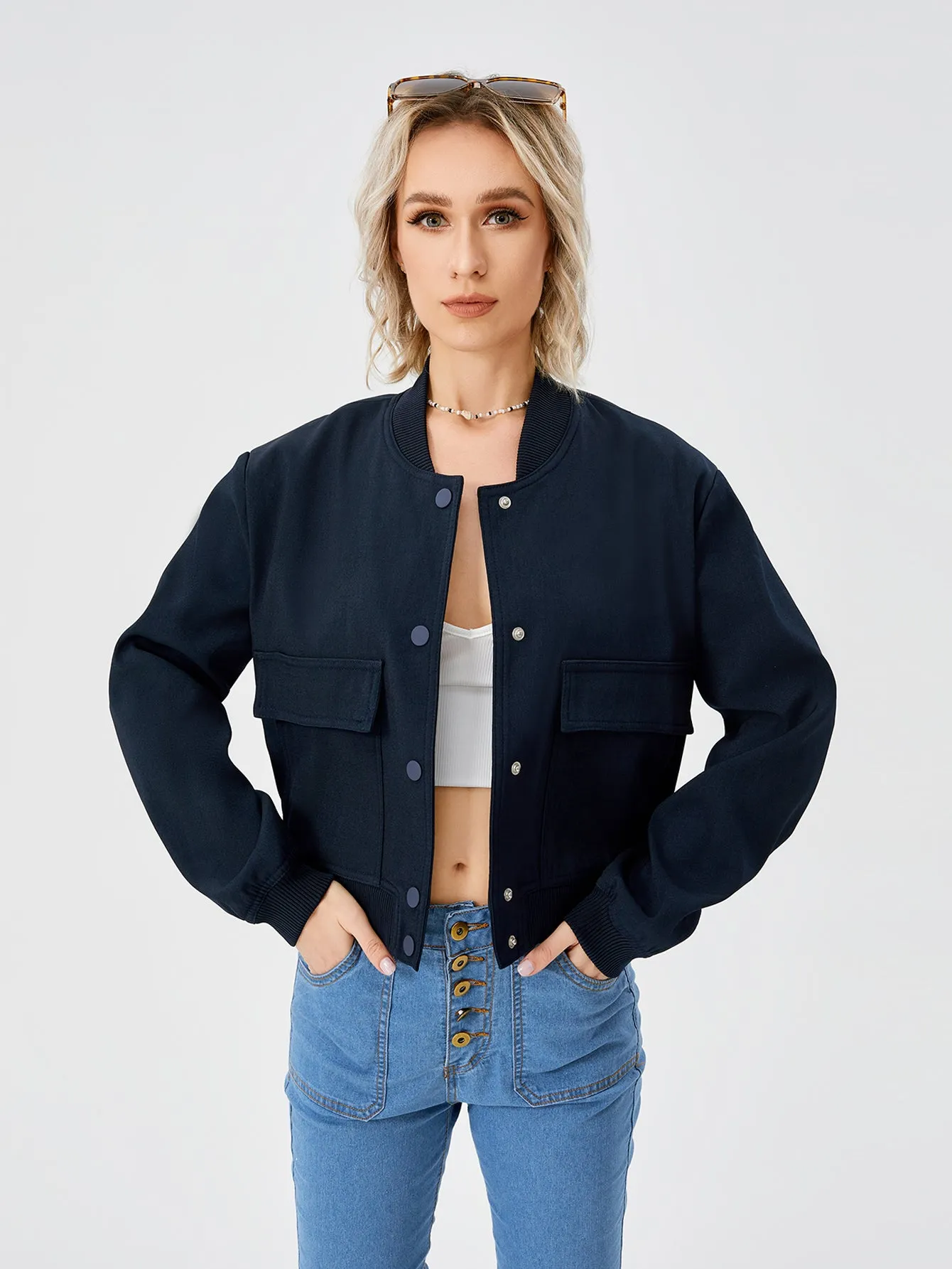 Chic Urban Cropped Women's Bomber Jacket