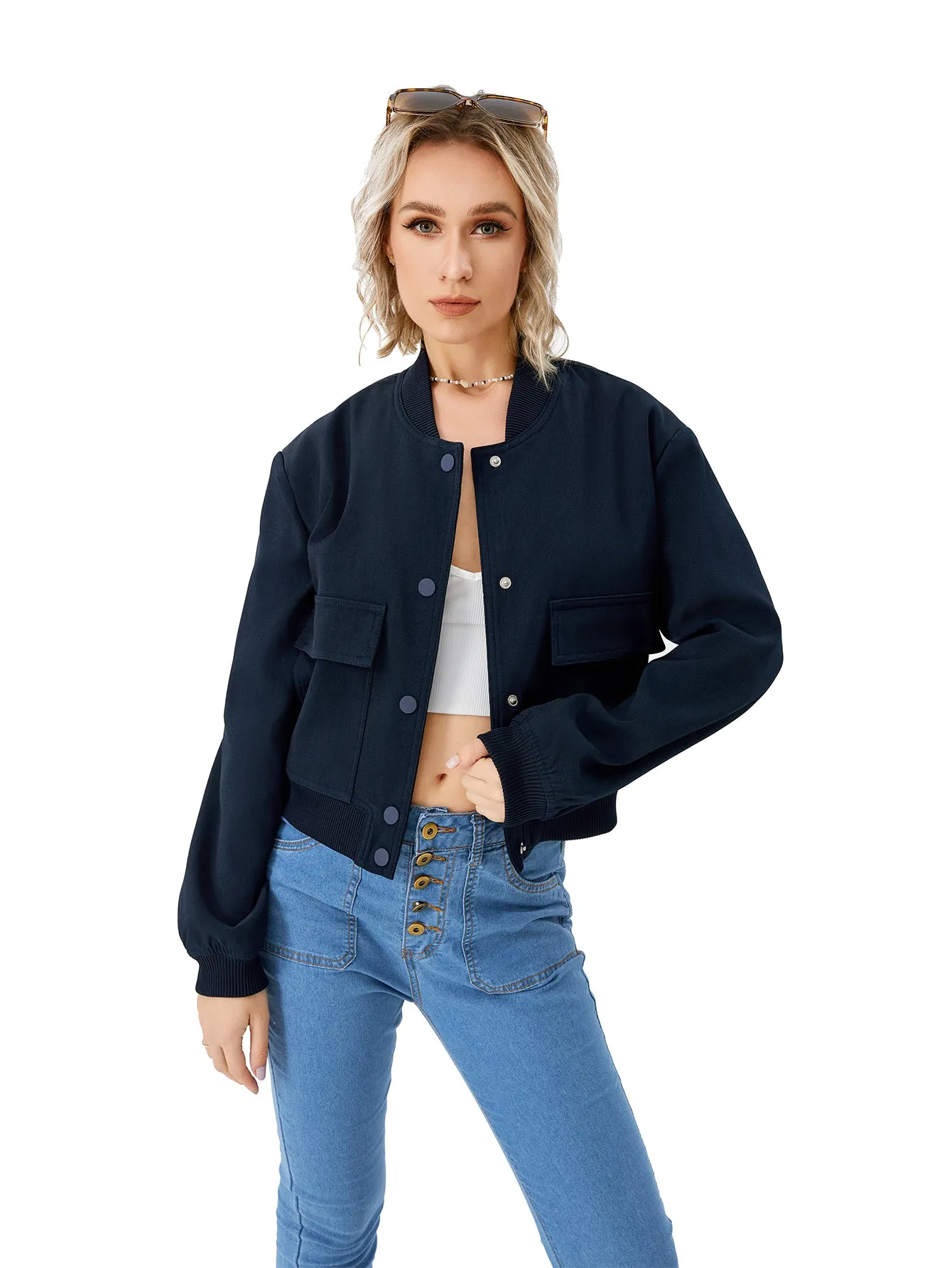 Chic Urban Cropped Women's Bomber Jacket