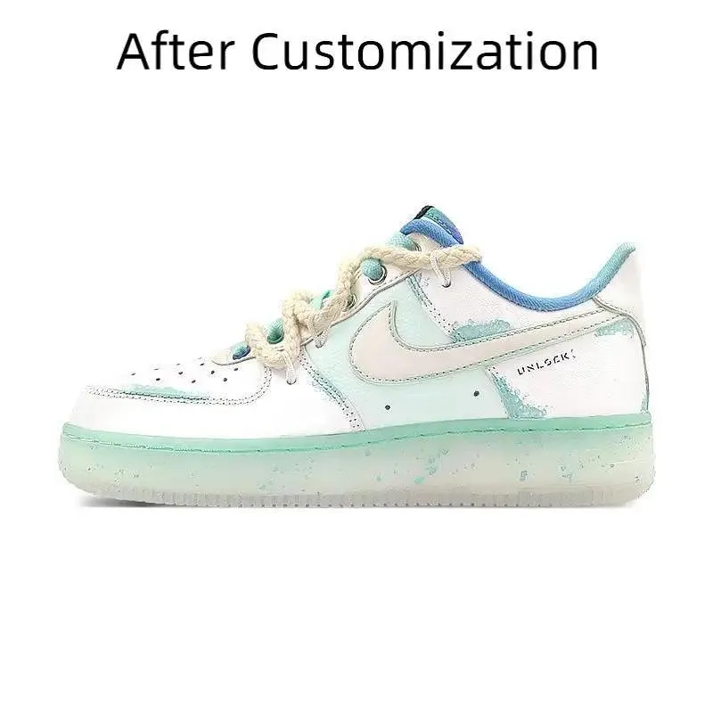 Customizable Nike Air Force 1 Unisex Skateboarding Sneakers - FJ7066-114