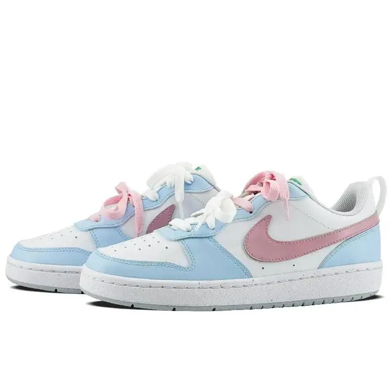 【Customize】Nike Court Borough Skateboarding Shoes Women's Low-top Blue/pink Sneakers shoes DV5456-109