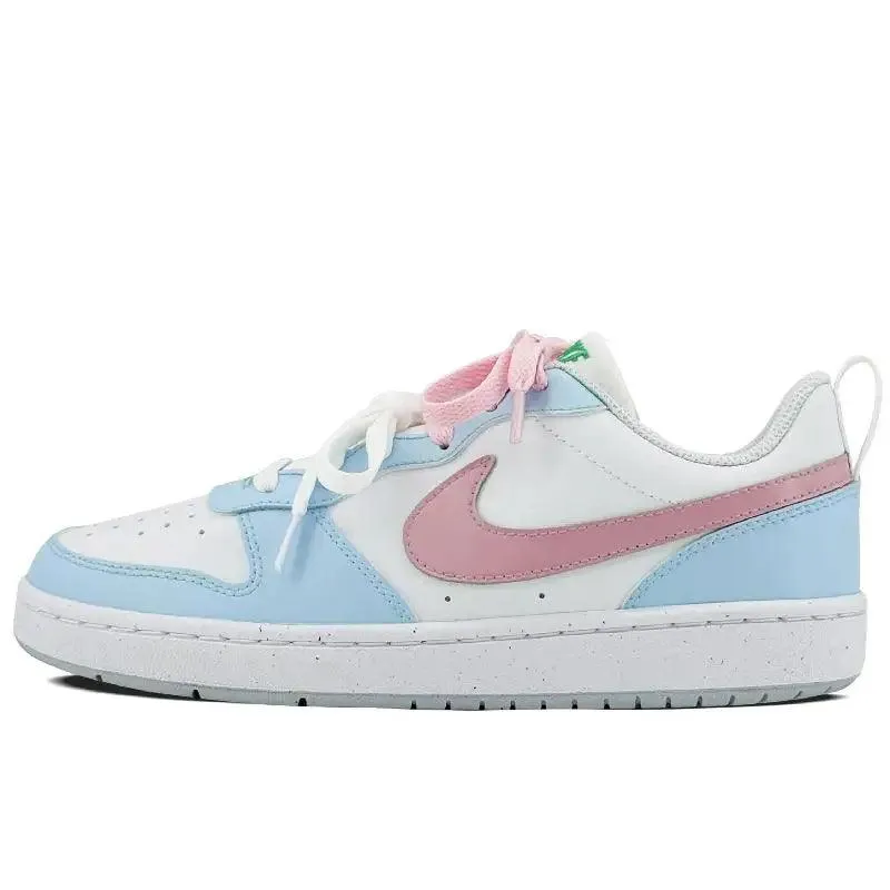 【Customize】Nike Court Borough Skateboarding Shoes Women's Low-top Blue/pink Sneakers shoes DV5456-109