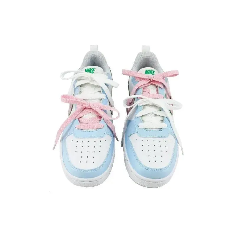 【Customize】Nike Court Borough Skateboarding Shoes Women's Low-top Blue/pink Sneakers shoes DV5456-109