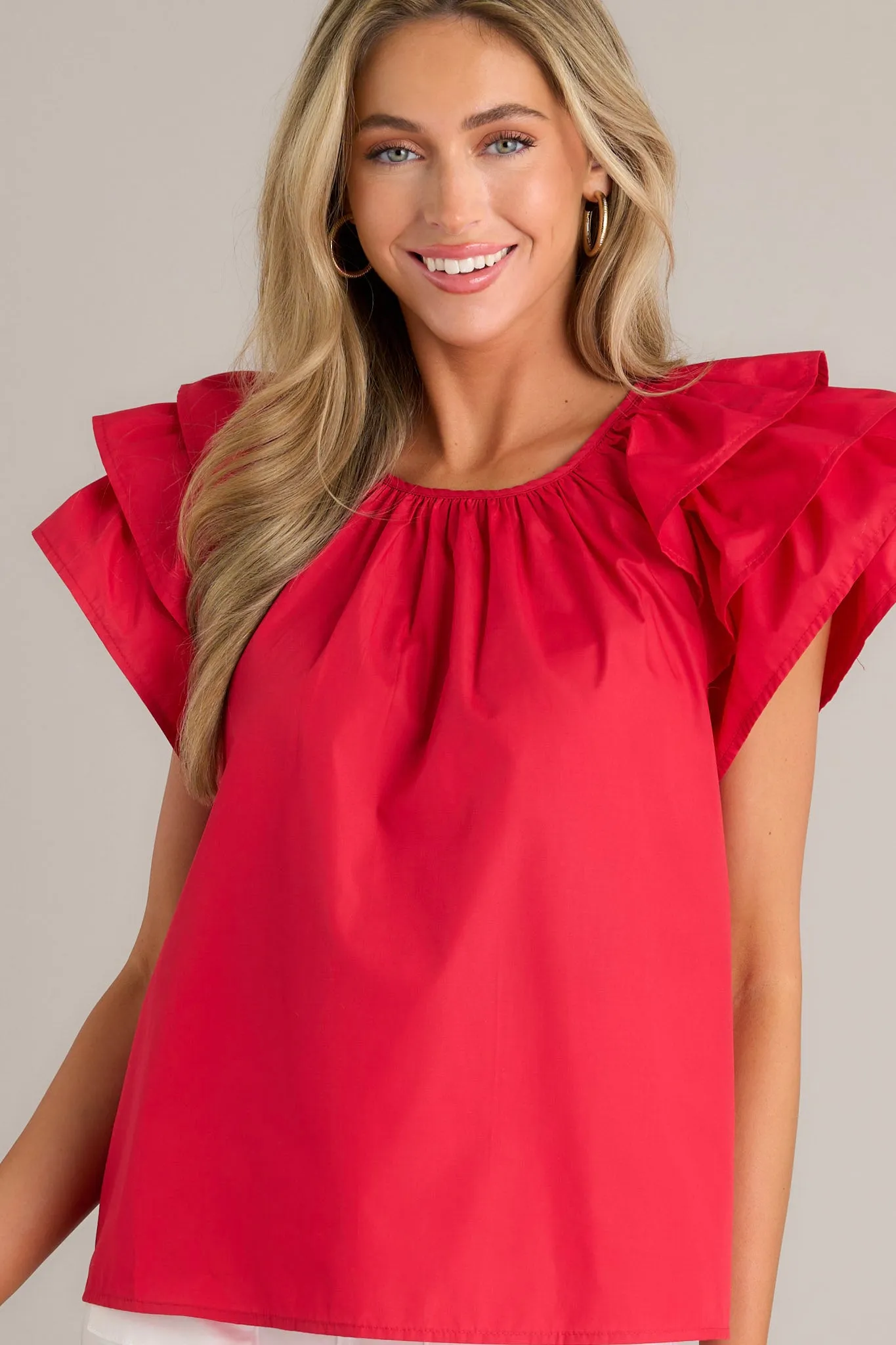 Everyday Radiance Red Ruffle Sleeve Top