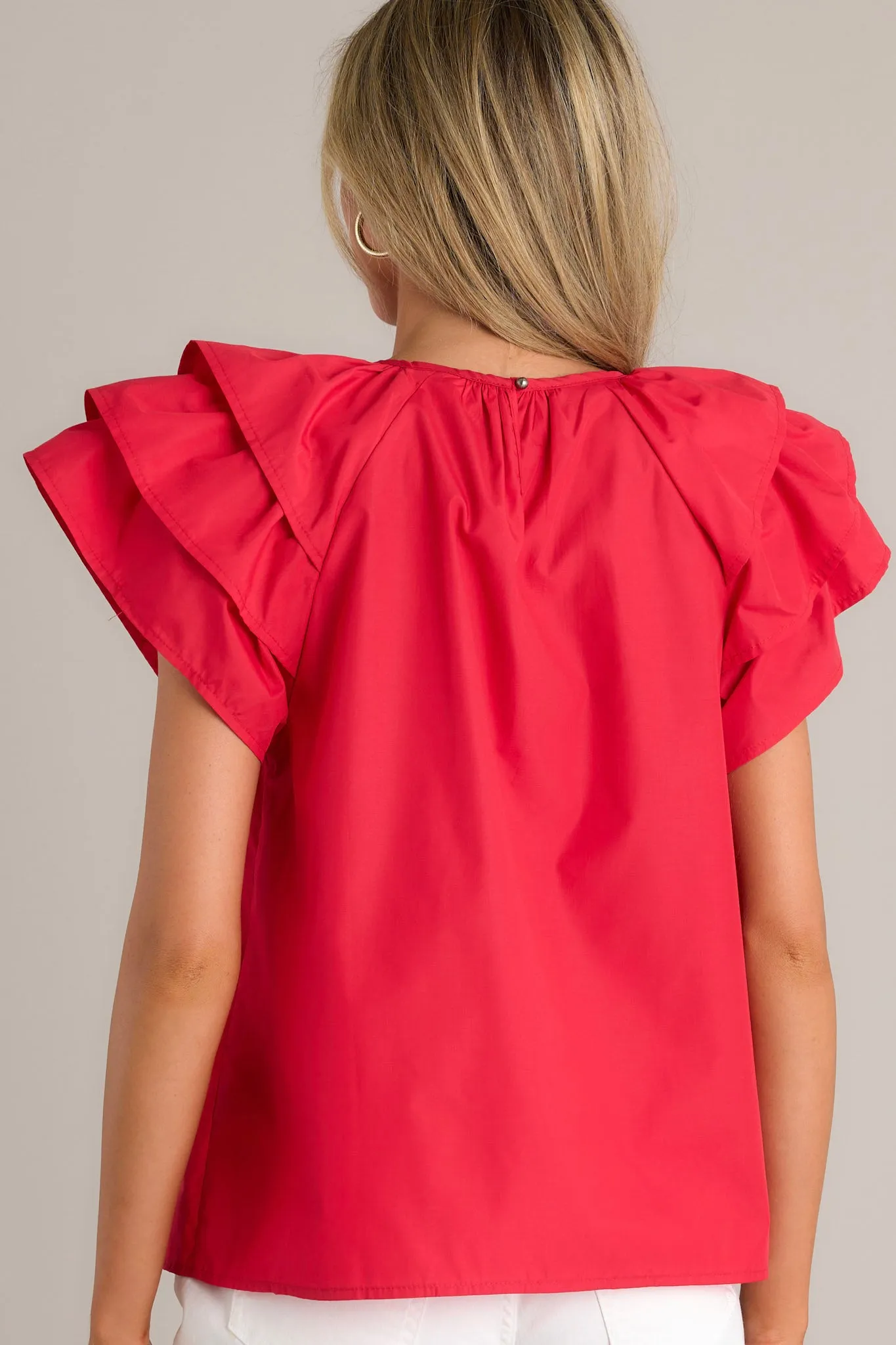 Everyday Radiance Red Ruffle Sleeve Top