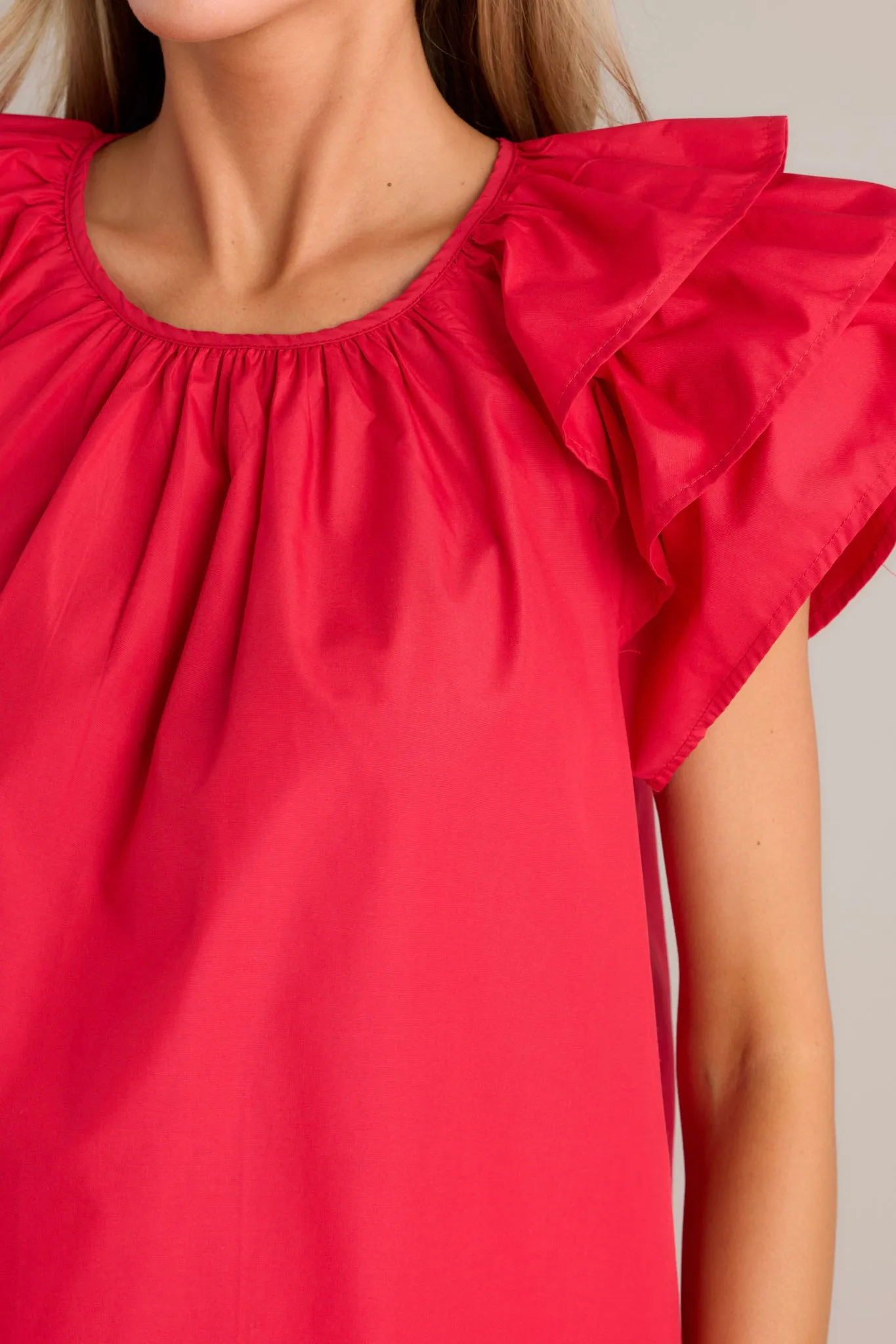 Everyday Radiance Red Ruffle Sleeve Top