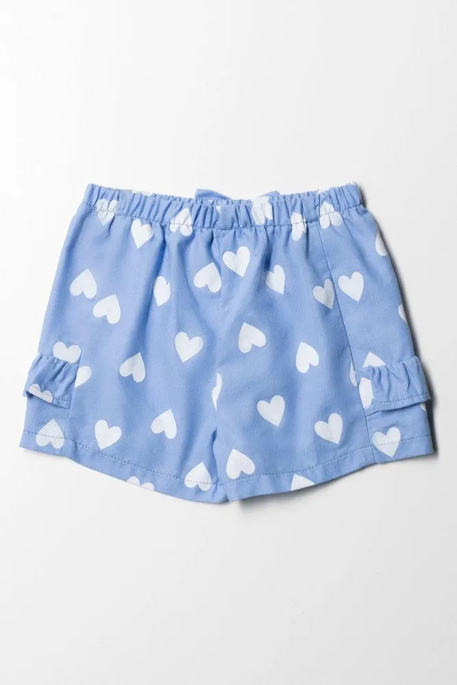 Hearts Frill Shorts Blue