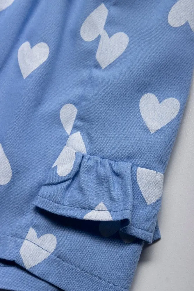 Hearts Frill Shorts Blue