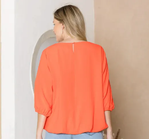 Joh Wrendelle Silky Crepe Top Neon Orange