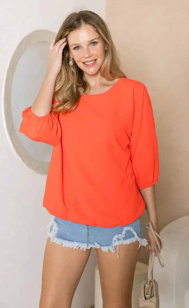 Joh Wrendelle Silky Crepe Top Neon Orange