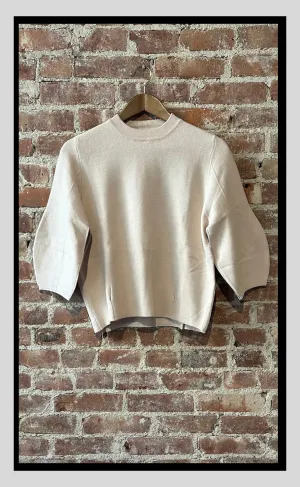 Knit Sweater with Puffy Sleeves – Available in Beige and Black