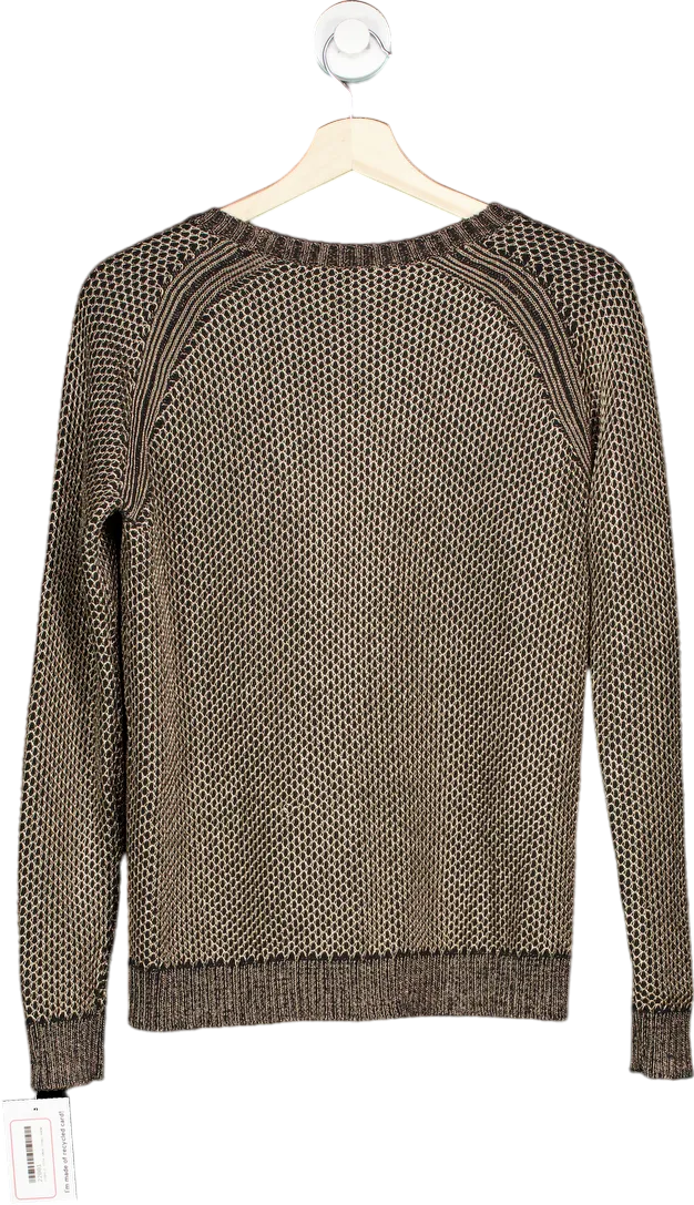 Maje Brown Metallic Knit Jumper Size UK 2