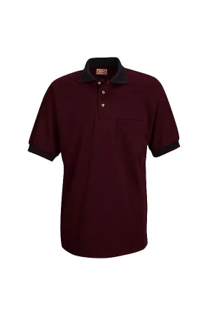 Men's Burgundy and Black Short Sleeve Performance Knit Twill Polo