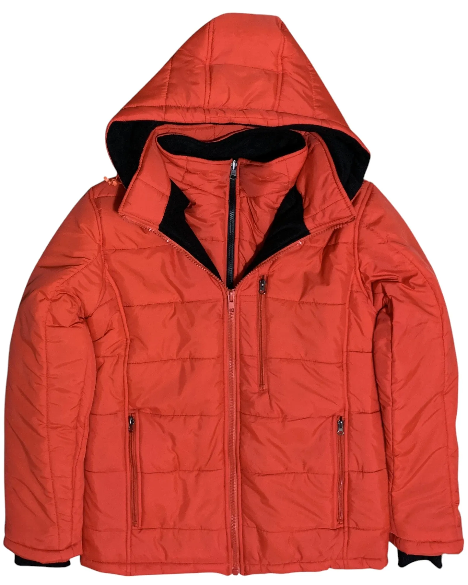 Men's Heavy Padded Full Fleece Insulated Negative Degree Winter Coat Jacket (Removable Storm Hood)