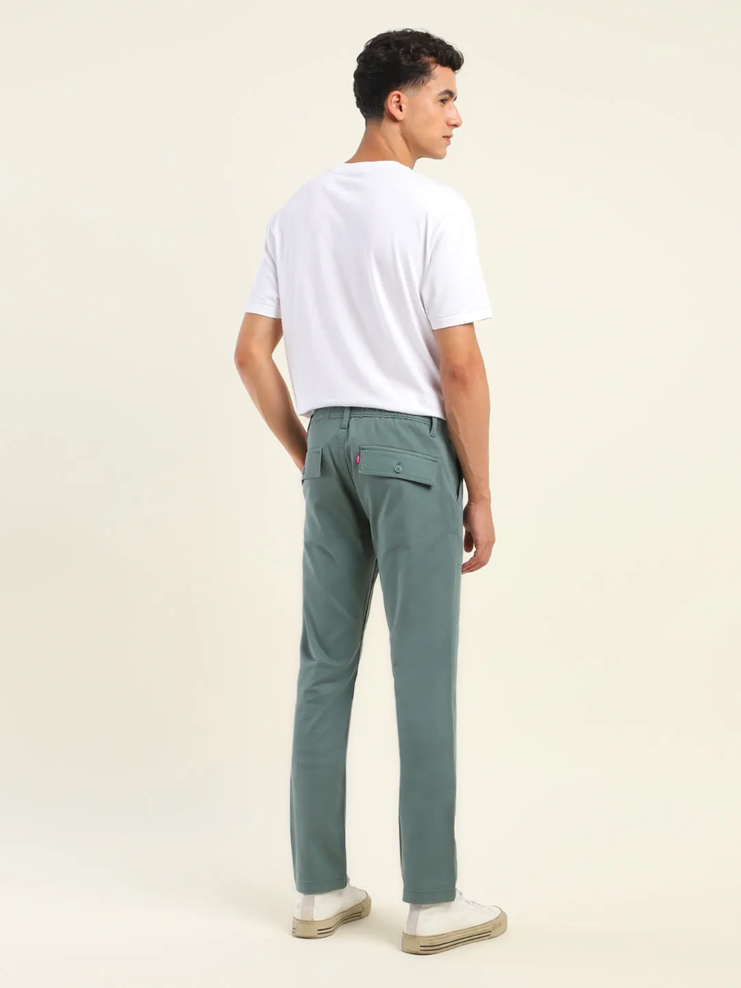 Men's Slim Fit Green Cargo Trousers