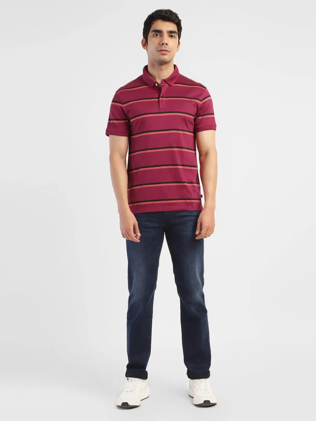 Men's Striped Slim Fit Polo T-shirt