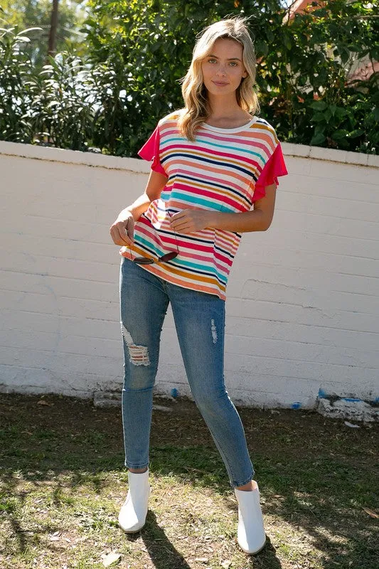 MULTI STRIPE MIXED TOP