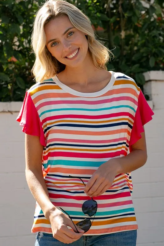 MULTI STRIPE MIXED TOP