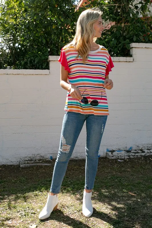 MULTI STRIPE MIXED TOP