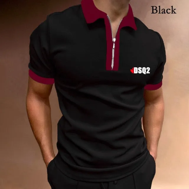 Nukty Fall Winter New Men Polo Shirts Cotton Blends Striped Full Sleeve High Quality Casual Turn-Down Collar Zipper Thermal Top