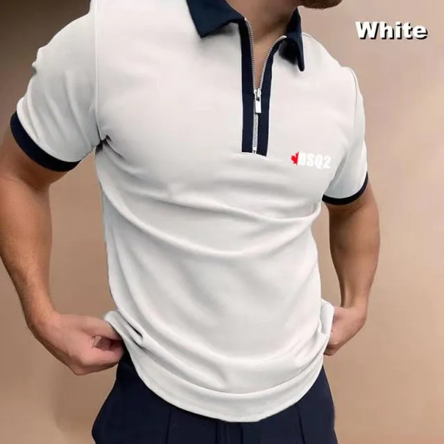 Nukty Fall Winter New Men Polo Shirts Cotton Blends Striped Full Sleeve High Quality Casual Turn-Down Collar Zipper Thermal Top