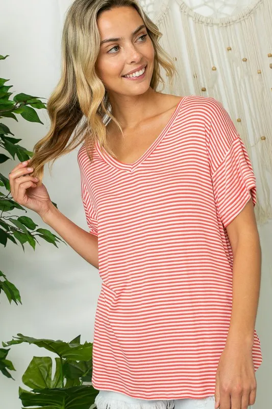 PLUS PIN STRIPE BOXY TOP