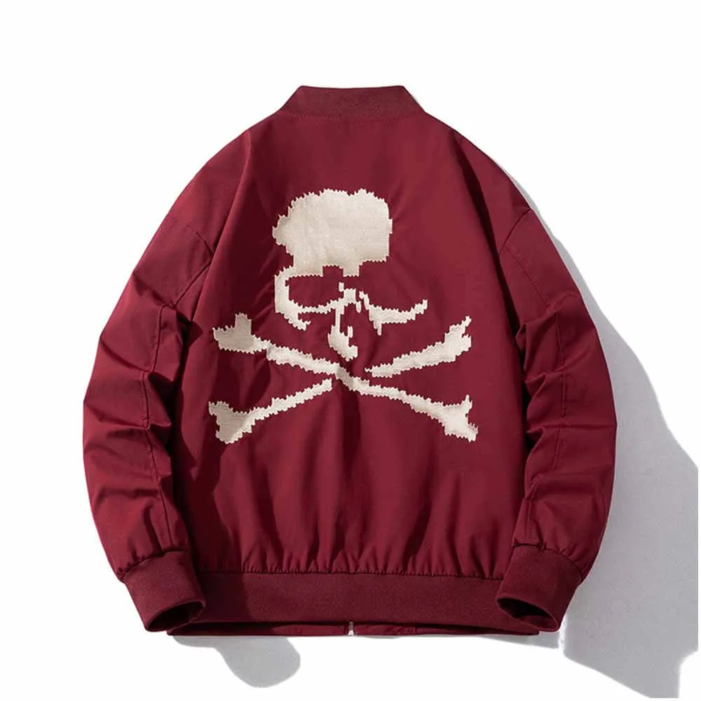 Punk Hip Hop Skull Embroidered Bomber Jacket