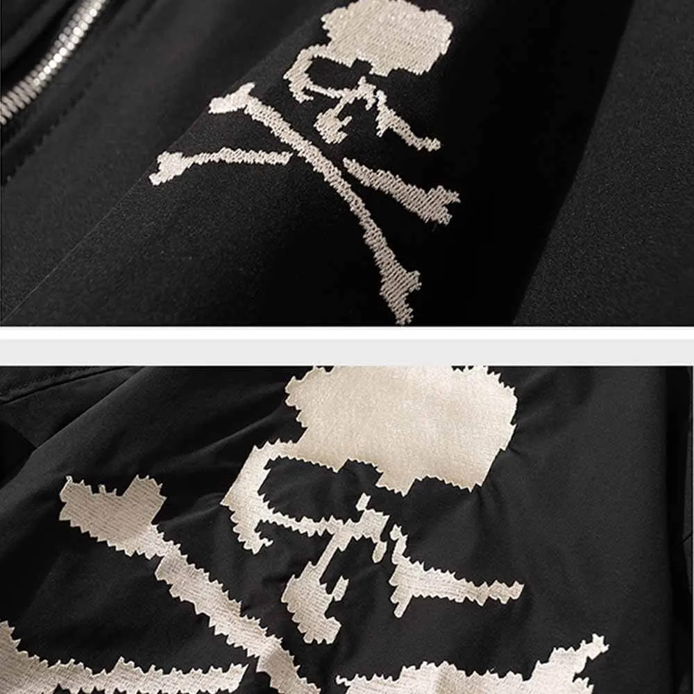 Punk Hip Hop Skull Embroidered Bomber Jacket