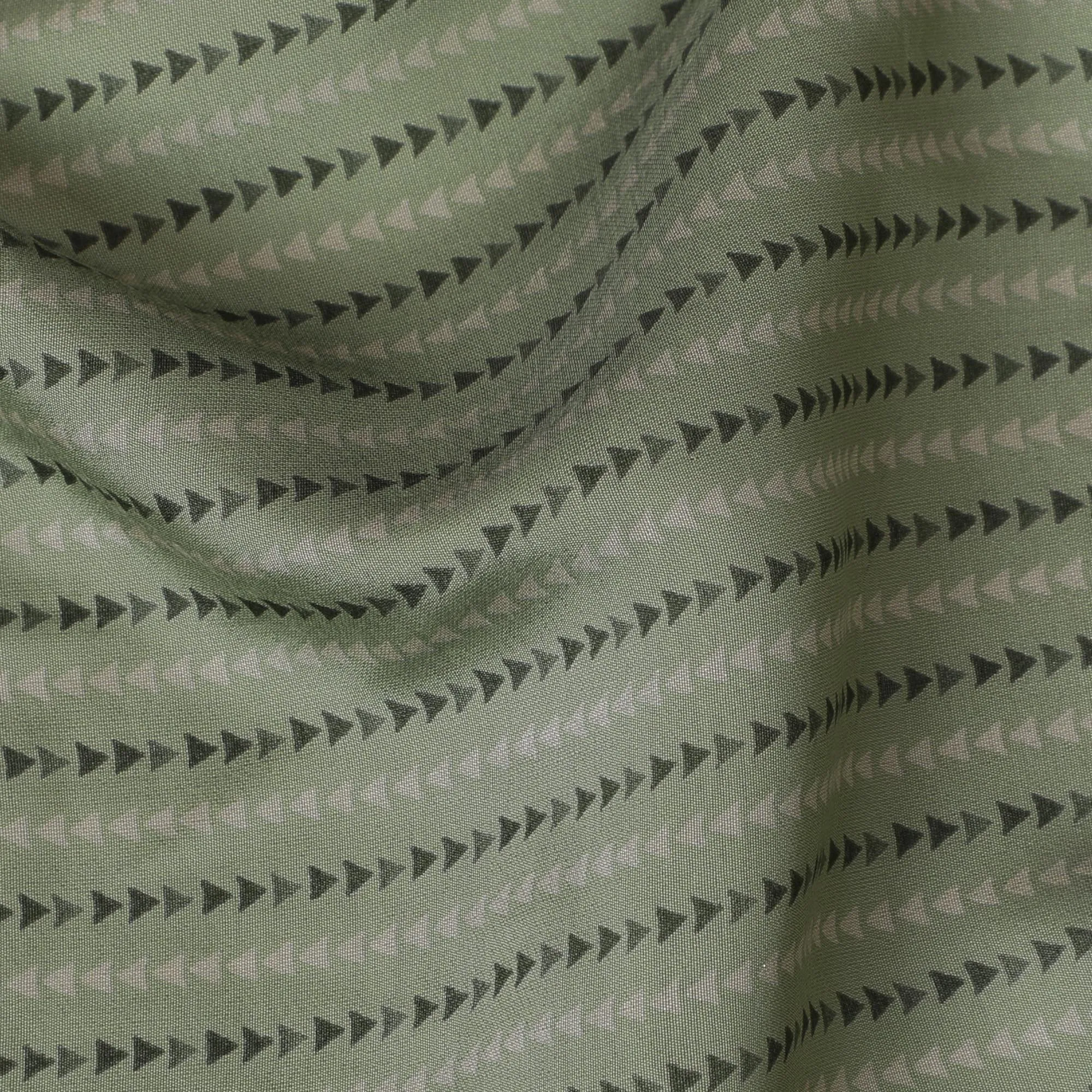 Sage Green and Black Geometric Print Cotton Lawn Fabric - 110 cm Width-D19979