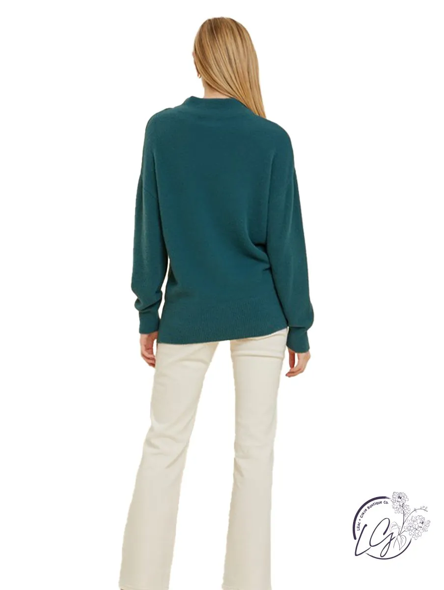 Sleek Neckline Knit Sweater