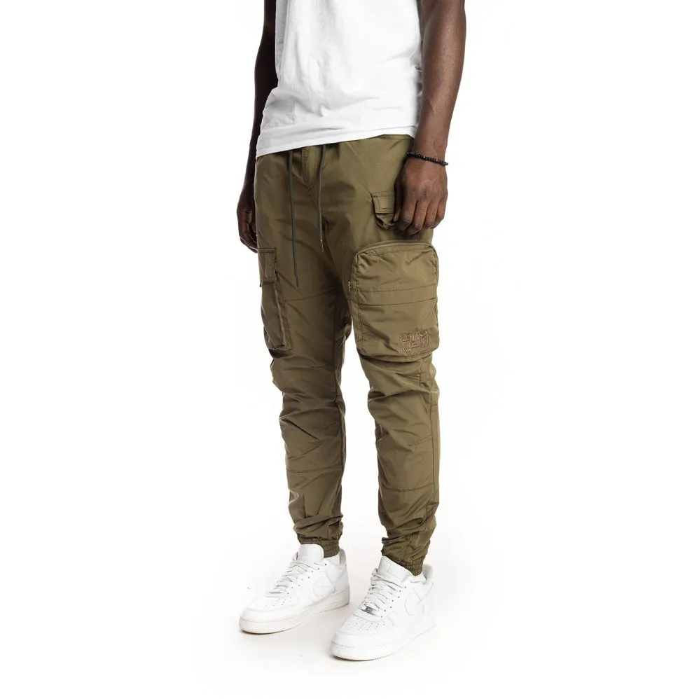 Slim Multi Pocket Cargo Windbreaker Joggers - Olive