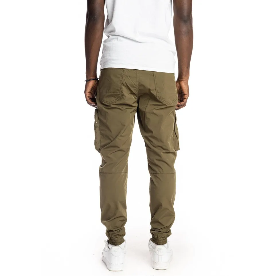 Slim Multi Pocket Cargo Windbreaker Joggers - Olive