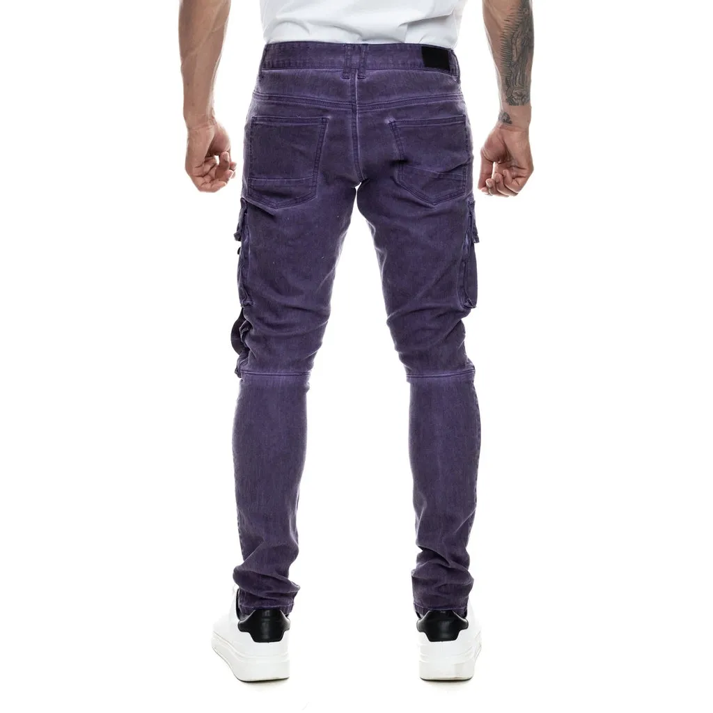 Slim Tapered Overspray Utility Pants - Purple