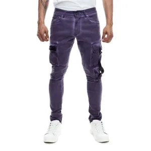 Slim Tapered Overspray Utility Pants - Purple